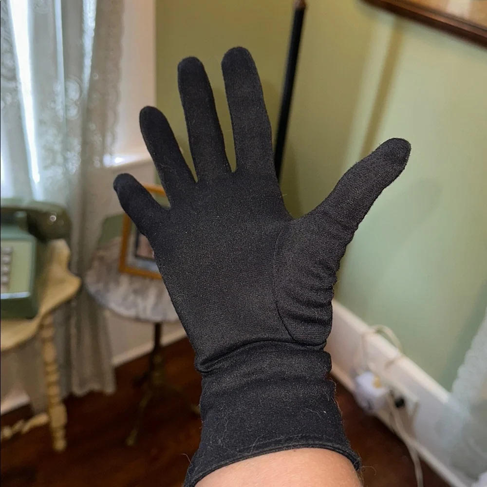 Vintage NWOT Mid Century Black Cloth‎ Gloves